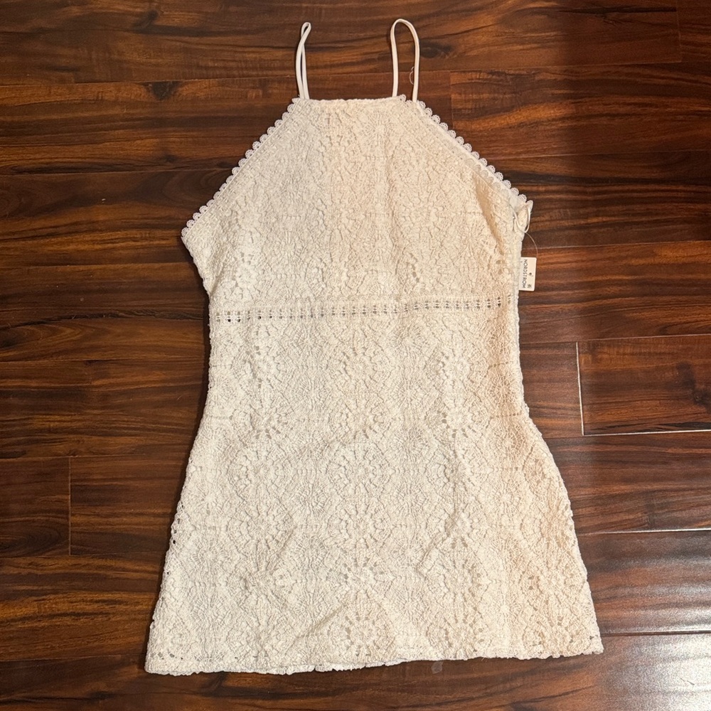 FINAL PRICE DROP 🔥Nordstrom White Lace Halter Mini Dress